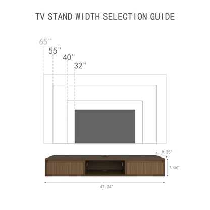 47" Floating TV Stand, Wall Mounted Media Console for 65 TV | Heavy-Duty 11-Layer Plywood Floating Tv Console with Soft Close Drop Down Door, Anti-Sag Entertainment Center - size: 47 In