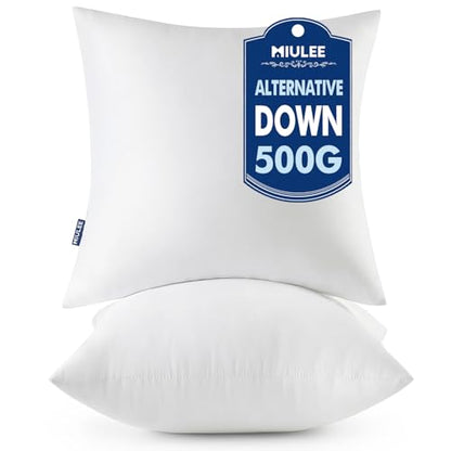 MIULEE 18x18 Throw Pillows Inserts 2 Pack, Decorative Pillows for Couch Bed | 100% Virgin Filling, Full and Fluffy, Lumbar, Back and Neck Support - size: 18x18 Inch
