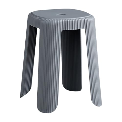 Stackable Round Stools, Space-Saving Plastic Chairs,Family Gathering, Backless Space Saving Vanity Chair for Bedroom Dining Room Living Room,Grey - color: Grey