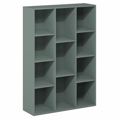 Furinno LUDER Book Shelf, 11-Cube Bookshelf, Reversible Bookcase, 9.4 x 29.1 x 41.7, Easy Assembly, for Living Room, Bedroom, Home Office, Sage Green - color: Sage Green, size: 11-Cube