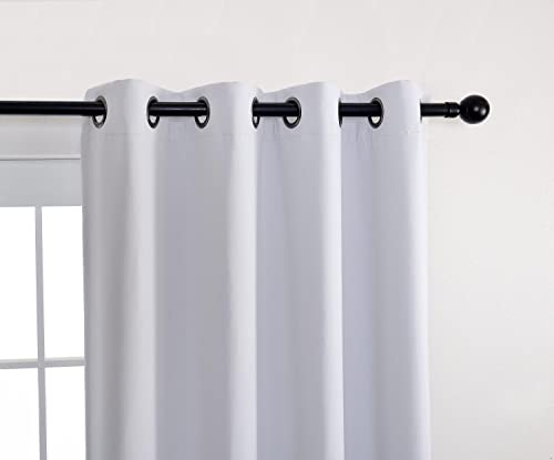 1 Pair Thermal Insulated Grommet 52-Inch-by-63-Inch Blackout Window Curtain Panels with 2 Tie Backs, Greyish White - color: Greyish White, size: 52"W x 63"L (Pack of 2)