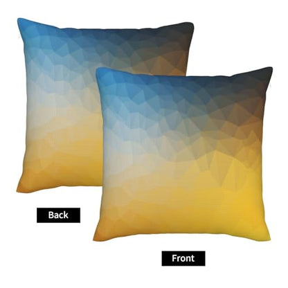 Yellow and Blue Throw Pillow Covers Abstract Polygon Style Pillow Cover 18x18 Inch Set of 2 Fractal Gradient Geometric Art Pillowcase Square Cushion Cases for Couch Bed Sofa - color: Blue Yellow, size: 18" x 18" (Pack of 2)