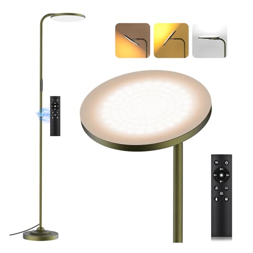 36W LED Floor Lamp, Super Bright Standing Lamp, Modern Stepless Dimmable Torchiere Tall Lamp with Remote Control, 350°Rotating Head Reading Floor Lamp for Living Room, Bedroom, Office - color: Bronze