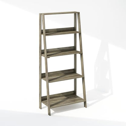 Furinno Ladder Display Shelf, 5-Tier Ladder Shelf, Standing Bookshelf, Display Storage Shelves, 13 x 23.6 x 53.5, for Living Room, Home Office, French Oak - color: French Oak