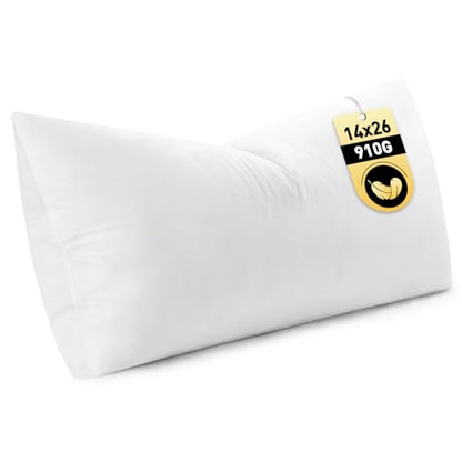 MIULEE 14x26 Inch Down Feather Pillow Insert with Cotton Fabric | Fluffy and Comfy Throw Pillow for Bed Couch and Sofa - size: 14x26 Inch