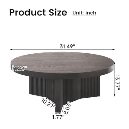 Guyii Grey Round Coffee Table, Modern Tea Table, 31.49" Center Table, Living Room Centerpiece for Home, Apartment & Office, Easy Assembly