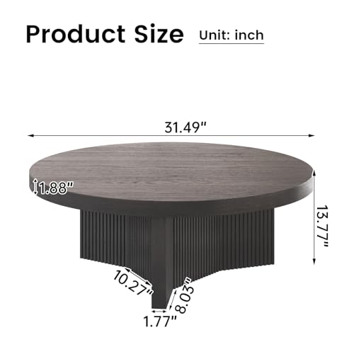 Guyii Grey Round Coffee Table, Modern Tea Table, 31.49" Center Table, Living Room Centerpiece for Home, Apartment & Office, Easy Assembly