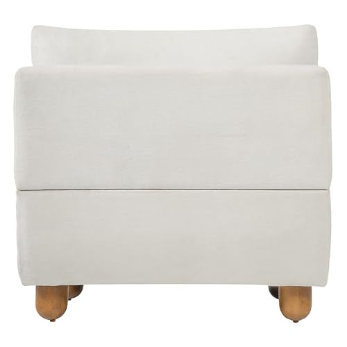 Merax Curved Accent Chair, Modern Armless Lounge Chair with Upholstered Seat, Rounded Backrest and Wood Legs, Single Sofa Seating for Living Room, Bedroom, Reading Nook, Beige White - color: Beige White