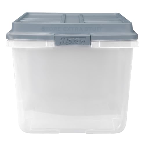Hefty HI-RISE Stackable Storage Bins - Under Bed Storage Containers with Lids, Shoe Organizer, Plastic Storage Bins, Clear Shoe Boxes with XL Lid-Locking Latches, Durable Double Rim - 72qt (6 Pack) - size: 72 Qt - 6 Pack