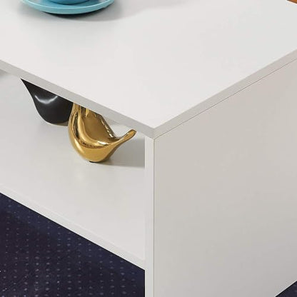Panana 2-Tier Coffee Table Simple Couch Sofa Side End Table Tea Accent Table for Living Room Office, 39.4" x 15.7" x 15.7" (White) - color: White