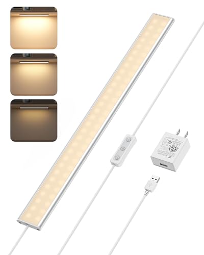 ASOKO Under Cabinet Lights, Upgrade 16inch LED Closet Light with Dimmable 3000K Warm White and Memory Function, Plug-in Under Counter Lights for Kitchen/Desk/Shelf/Workbench/Display Case/Room | ASOKO 16" Under Cabinet LED Light, Dimmable 3000K Plug in Clo