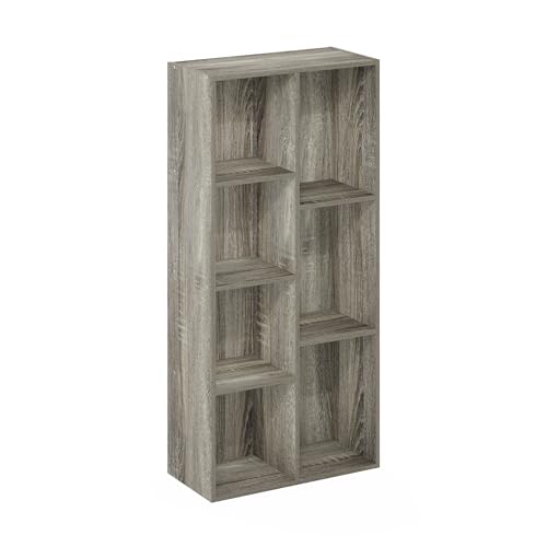 Furinno LUDER Book Shelf, 7-Cube Bookshelf, Bookcase with Open Shelves, 9.4 x 19.5 x 41.7, Easy Assembly, for Living Room, Bedroom, Home Office, French Oak - color: French Oak, size: 7-Cube