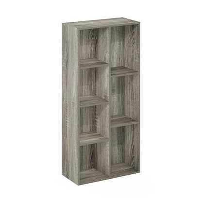 Furinno LUDER Book Shelf, 7-Cube Bookshelf, Bookcase with Open Shelves, 9.4 x 19.5 x 41.7, Easy Assembly, for Living Room, Bedroom, Home Office, French Oak - color: French Oak, size: 7-Cube