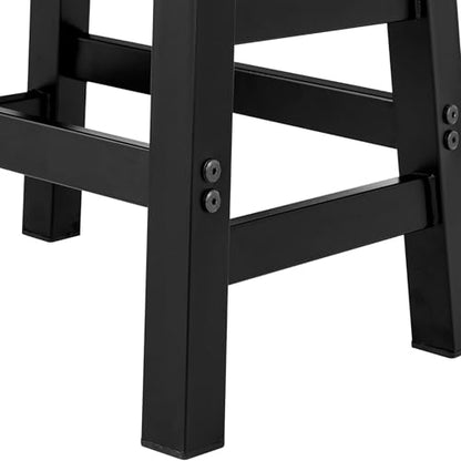 Alaterre Furniture Pomona Rustic Industrial Barstool – 20” Backless Counter Stool with Solid Pine Wood Seat and Black Metal Legs – Farmhouse Seating for Dining Room, Kitchen, or Office (Natural/Black) - style: Metal Frame Barstool