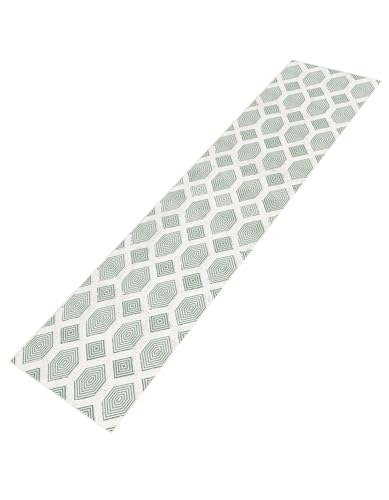 Rugs.com - Sabrina Soto Casa Rug – 12 Ft Runner Green Cotton Textured Runner – Modern Geometric Design, Soft High-Low Pile for Hallways and Entryways - color: Green, size: 2'7" x 12' (Runner)