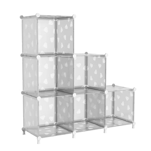 UNKU 6 Cube Storage Organizer, Closet Organizer Storage Shelf,Translucent | DIY Stackable Bookcase, Clothes Organizer Shelf for Closet, Bedroom, Living Room, Cabinet, Home, Office - color: Clear, size: 6cube