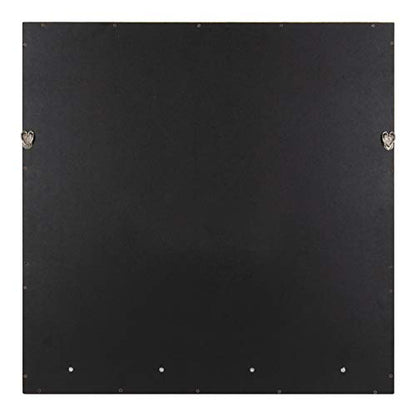 Kate and Laurel Hinter Mid-Century Framed Wall Mirror with Pocket Shelf, 24 x 24, Walnut Brown, Organizing Mail Holder and Wall Hooks