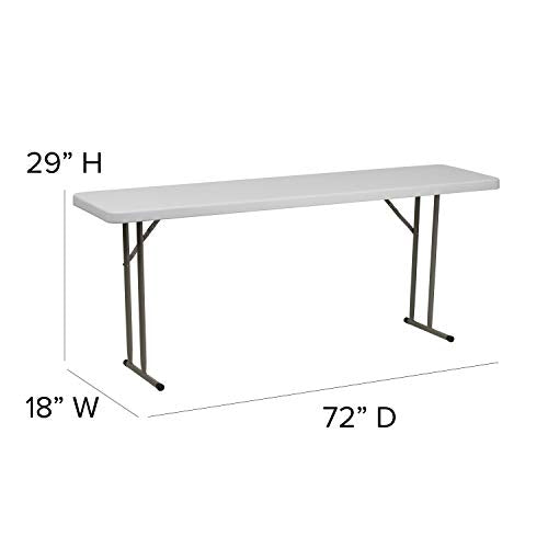 EMMA + OLIVER 6-Foot White Plastic Folding Table | Lightweight, Easy Storage, Event and Banquet Table - color: Granite White