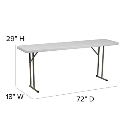 EMMA + OLIVER 6-Foot White Plastic Folding Table | Lightweight, Easy Storage, Event and Banquet Table - color: Granite White