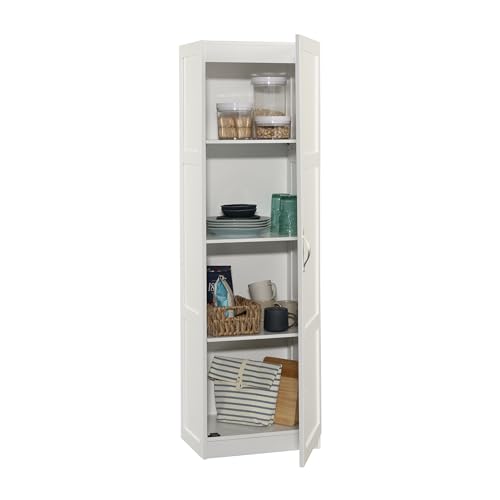 Sauder Miscellaneous Tall Storage Cabinet, Kitchen Pantry, Single Door with Adjustable Shelves, White Finish - color: White