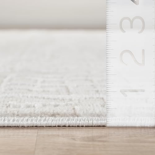 Abani Beige Area Rug - 2'6" x 6' Area Rugs for Bedroom - Vera Collection Geometric Grid Pattern - Non-Shedding, Easy to Clean Durable Rugs for Living Room, Bedroom or Office, Pet & Child Friendly - size: 2'6" x 6' (Rectangular)