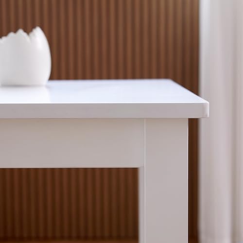 Seattle 3-Piece Wooden Dining Table Set for 2, Modern Farmhouse Kitchen Dining Room Set with Solid Wood Ladder Back Chairs for Small Space (White) - color: White