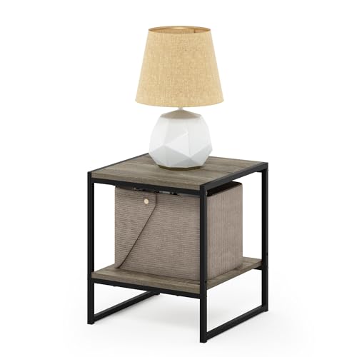 Furinno FM19122GYW Camnus Modern Living 2-Tier End Table, French Oak Grey, 15.9 in x 15.75 in x 18 in - color: French Oak Grey, size: 2-Tier, 15.9" Square