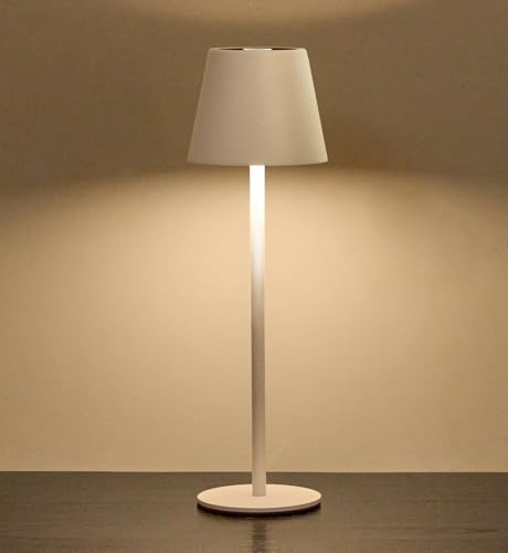 Cordless Table Lamp, Portable Battery Operated Lamp with 3 Color Temps and Stepless Dimming, Rechargeable Table Lamp for Dinner, Desk, Cafe, Outdoor (White) - color: White, size: 1 Pack