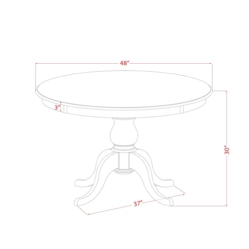 FE6-0N-TP Round Breakfast Table with Acacia Wood Top and Elegant Pedestal Base - Antique Walnut Finish - color: Fe6-0n-tp, size: 48x48 Inch