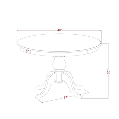 FE6-0N-TP Round Breakfast Table with Acacia Wood Top and Elegant Pedestal Base - Antique Walnut Finish - color: Fe6-0n-tp, size: 48x48 Inch