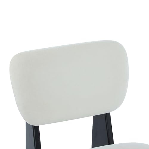 GDFStudio Upholstered Armless Accent Chairs Set of 2 Modern Side Chair Minimalist Leisure Chair with Backrest White Cusion for Living Room Bedroom Reading Room, Black Slid Wood Base - color: White Grey Cushioned Seat & Black Base