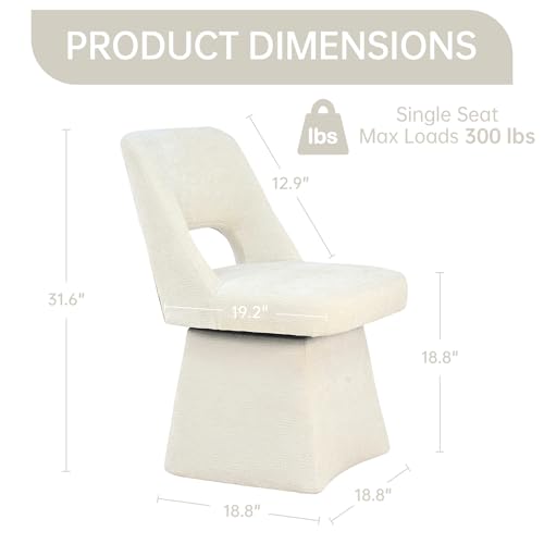 VKNOW Upholstered Swivel Dining Chair with Curved Open Back | Modern Dining Room Chairs with Chenille Fabric, Space-saving, Easy Assembly, for Dining Room, Living Room, Bedroom, Beige - color: Beige
