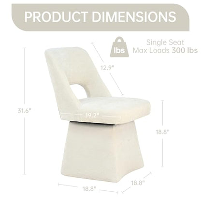 VKNOW Upholstered Swivel Dining Chair with Curved Open Back | Modern Dining Room Chairs with Chenille Fabric, Space-saving, Easy Assembly, for Dining Room, Living Room, Bedroom, Beige - color: Beige