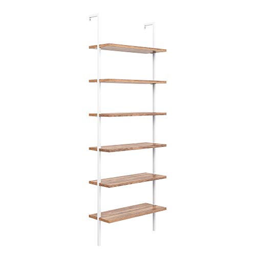 Nathan James Theo 6-Shelf Tall Bookcase, Wall Mount Bookshelf with Natural Wood Finish and Industrial Metal Frame, Rustic Oak/White, Set of 3 - color: Oak/Matte White, size: Set of 3
