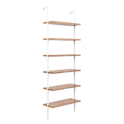 Nathan James Theo 6-Shelf Tall Bookcase, Wall Mount Bookshelf with Natural Wood Finish and Industrial Metal Frame, Rustic Oak/White, Set of 3 - color: Oak/Matte White, size: Set of 3