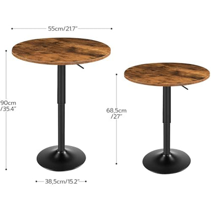 HOOBRO Bar Table, Height-Adjustable Round Pub Table 27-35.4 Inches with Sturdy Base, Modern Style, Easy to Assemble, Suitable for Small Space, Rustic and Black BF58BT01G1 - color: Rustic Brown