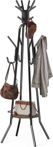 Simple Houseware Standing Coat/Hat Rack with Shelf, 20 Hooks, Rustic Brown | Tree Shaped Rack for Entryway, Hallway, Bedroom, Office