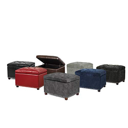 Adeco High End Classy Tufted Accents Rectangular Storage Bench Ottoman Footstool,Heather Gray - color: Grey - Tufted