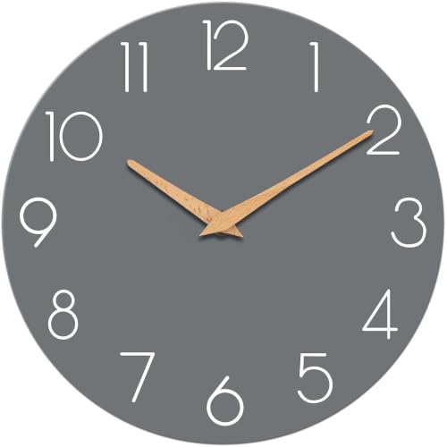 cicininc 10 Inch Battery Operated Wall Clock, Silent Analog, Gray | Living Room | Kitchen | Office | Bathroom | Modern Style | Easy-to-read Numbers - color: A_gray, size: 10"