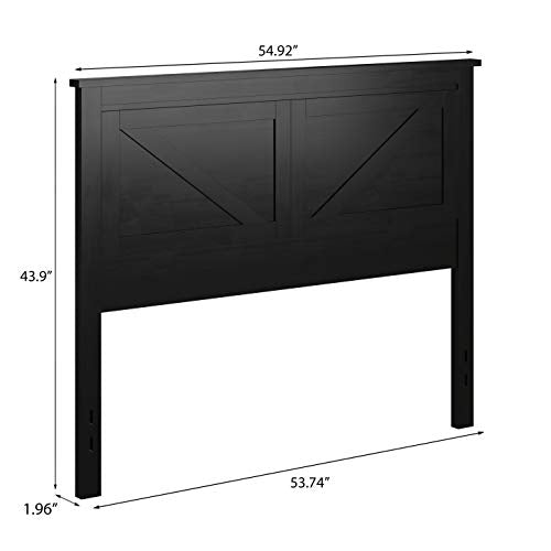 Glenwillow Home Farmhouse Style Wood Panel Headboard in Black - Full Size - color: Ebony/Black, size: Full