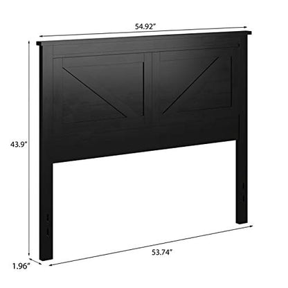 Glenwillow Home Farmhouse Style Wood Panel Headboard in Black - Full Size - color: Ebony/Black, size: Full