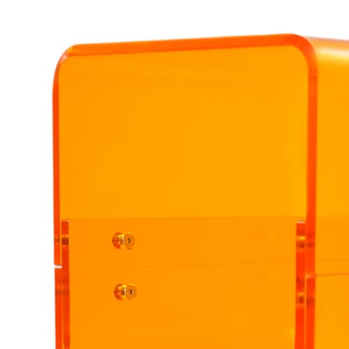 3-Tier Narrow Acrylic Side Table, Narrow End Table for Small Spaces, Side Table for Bedroom, Slim Small End Table (Orange)