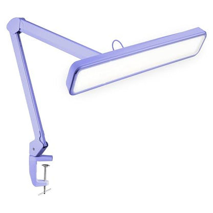 Neatfi XL 2,500 Lumens 30W LED Task Lamp for Manicure Table, Crafts, Workbench, Office – 22” Wide Shade Desk Light | Eye-Caring 6500K | 4-Level Brightness (Lavender, Non-CCT with Clamp) - color: Lavender