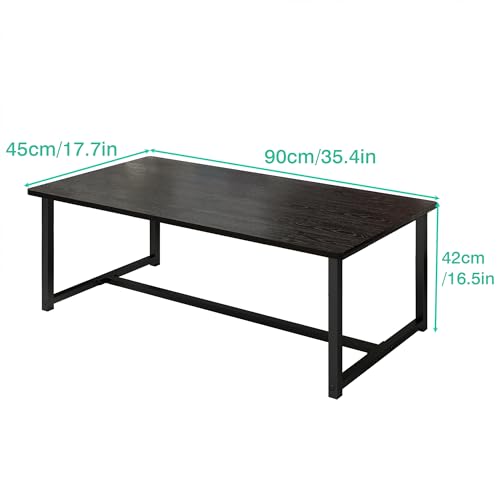 Black Rectangle Coffee Table for Living Room, 35.4 Inch | Easy Assembly, Modern Wood & Metal Living Room Tables, Mid Century Industrial Center Table for Small Spaces, Apartment - color: Black