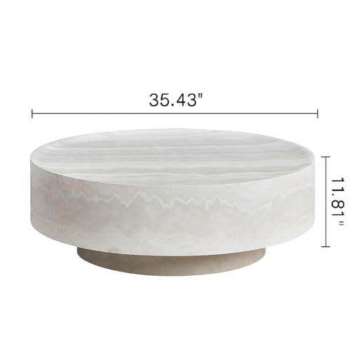 Round Faux Marble Coffee Table, Fiberglass Modern Center Table for Living Room, Stylish Accent Furniture with Durable Build, Ideal for Home Office & Bedroom (35.43''*11.81'' Mars Pattern) - color: 35.43''*11.81'' Mars Pattern
