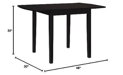 Linon Torino Black Wood 30" Square Drop Leaf Table - 30" X 48" Fully Extended - color: Black