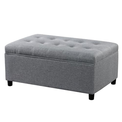 Rectangular Lift Top Storage Ottoman Bench,Linen Storage Bench for Living Room Entryway Bedroom,Linen Gray - color: Linen Gray