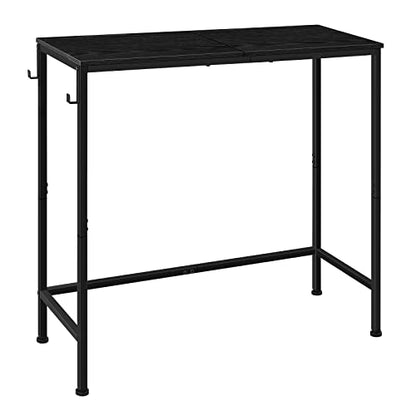 Narrow Console Table Small Entryway Table, for Small Spaces, Black | Narrow Hallway Table, 31.5" Thin Sofa Table, for Bedroom, Living Room, Multifunctional Accent Table, with 2 Hooks - color: Black