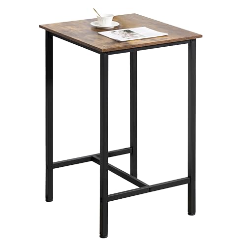 Finnhomy Bar Table, 23.6" Pub High Top, Square Bar Height, Counter Height Cocktail, Small Kitchen Set for 2, Breakfast for Kitchen, Living Room, Rustic Brown - color: Rustic Brown, size: Bar Table (No Stools)