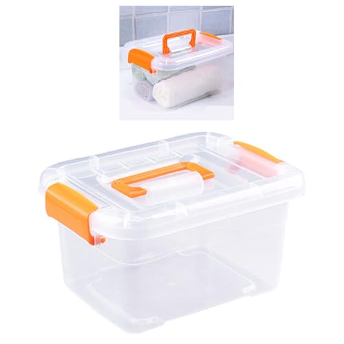Clear Plastic Storage Box with Secure Lid, Stackable Portable Storage Bin for Home Organization, Heavy Duty Transparent Tote for Closet Garage Shelf (Small)